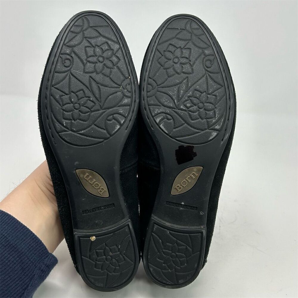Born Women's Black Suede Tassel Loafers Floral Slip-On Casual Flats Size 7 - Picture 9 of 12